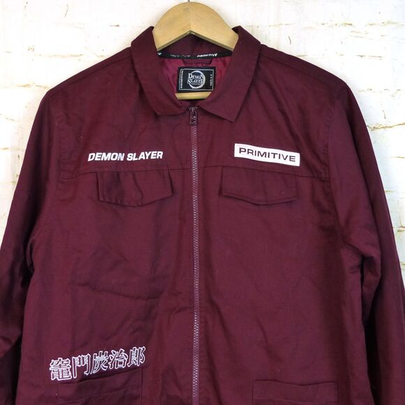 Primitive X Demon Slayer Jacket Men M Red Anime Tanjiro Zip Utility Street Skate - Picture 4 of 16